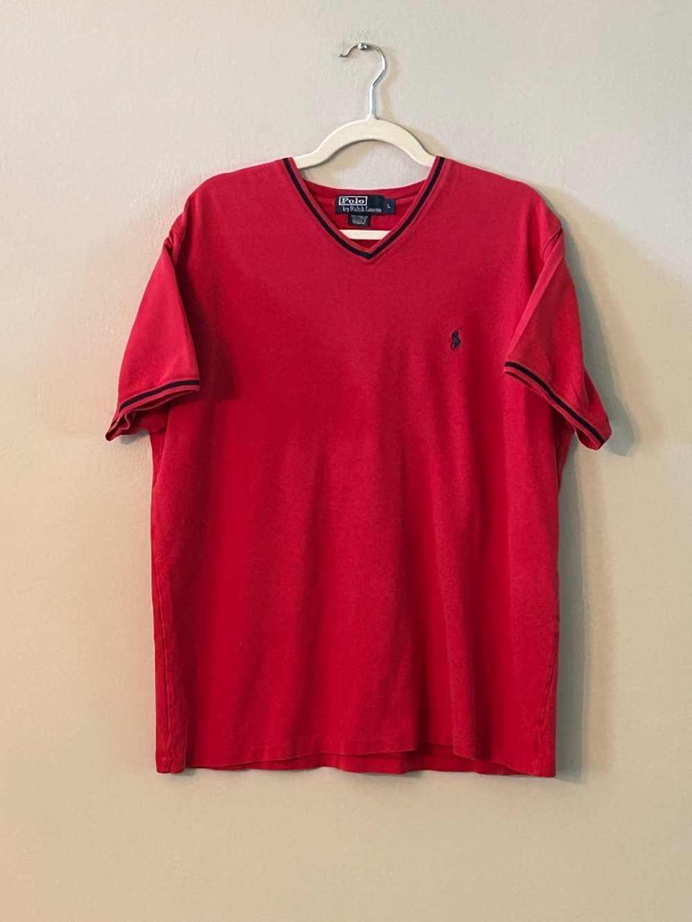 Polo Ralph Lauren T-Shirt Red Sz L Sporty 90’s Vintage Preppy Grunge Skater